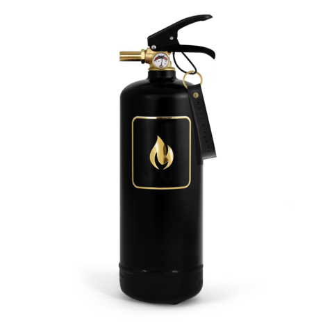 Nordic Flame Brandblusser - Poederblusser 2 kg - Zwart/Goud - Design Ontwerp Voor Extra Veiligheid - A,-B,-C-Branden - Scandinavisch